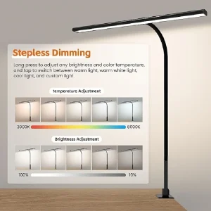 LED Desk Lamp with Sturdy Clamp